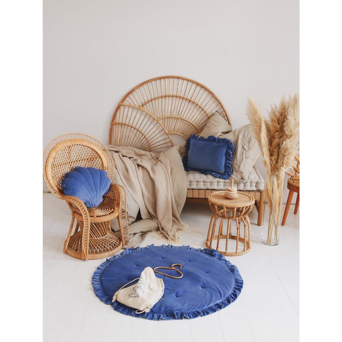 Elin velvet mat – saffierblauw